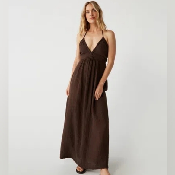 NWT MICHAEL STARS Jessa Maxi Dress Java Brown Size Medium - Picture 1 of 8